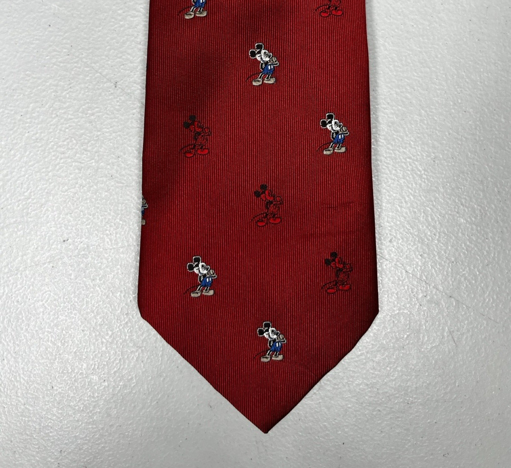 Vintage Balancine Disney Mickey Mouse Tie Burgundy Made in USA